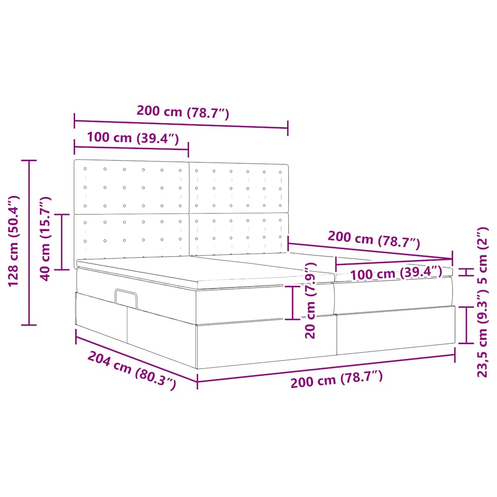 vidaXL Κρεβάτι Αποθήκης με κεφαλάρι Μπλε 200 x 200 cm Τεχνητό Δέρμα