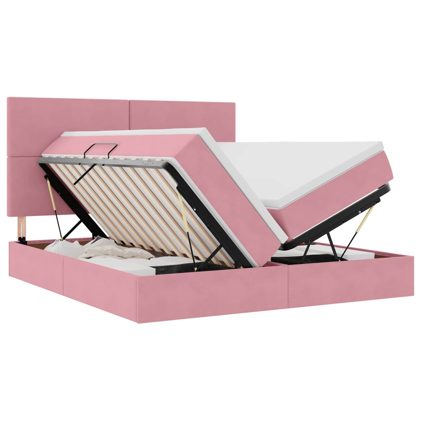 vidaXL Κρεβάτι Αποθήκης με κεφαλάρι Ροζ 180 x 200 cm Βελούδο