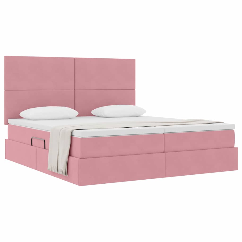 vidaXL Κρεβάτι Αποθήκης με κεφαλάρι Ροζ 180 x 200 cm Βελούδο