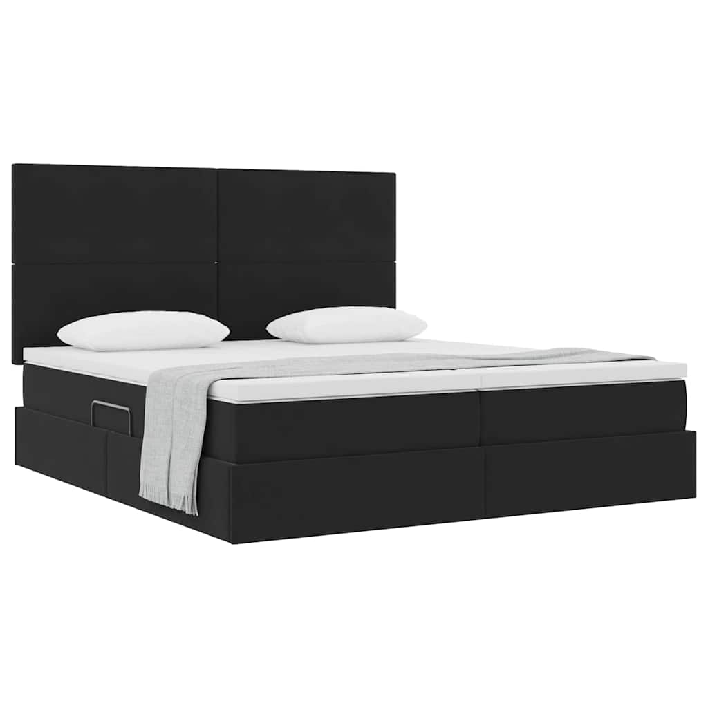 vidaXL Κρεβάτι Αποθήκης με στρώμα Μαύρο 200 x 200 cm Βελούδο