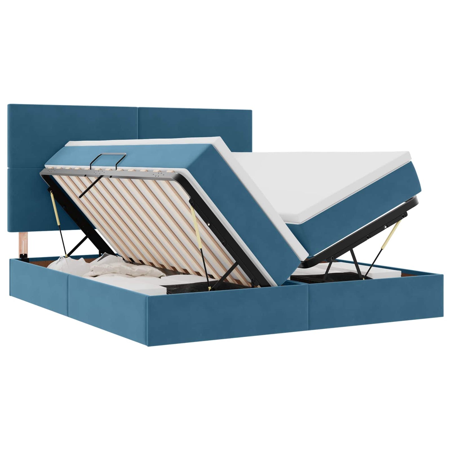 vidaXL Κρεβάτι Αποθήκης με κεφαλάρι Σκούρο Μπλε 200 x 200 cm Βελούδο