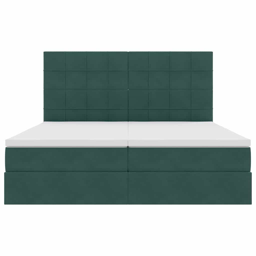 vidaXL Κρεβάτι Αποθήκης Σκούρο Πράσινο 180 x 200 cm Βελούδο