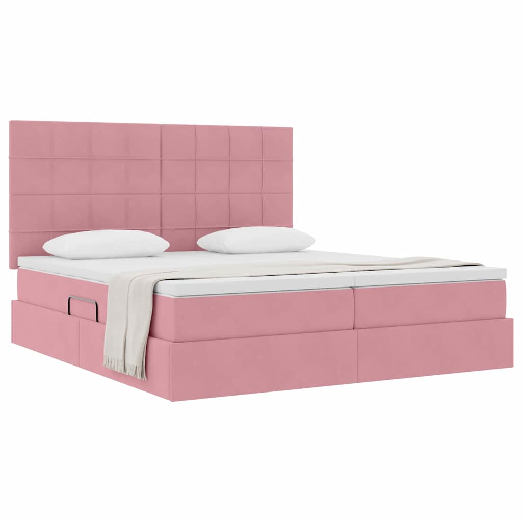 vidaXL Κρεβάτι Αποθήκης με κεφαλάρι Ροζ 180 x 200 cm Βελούδο