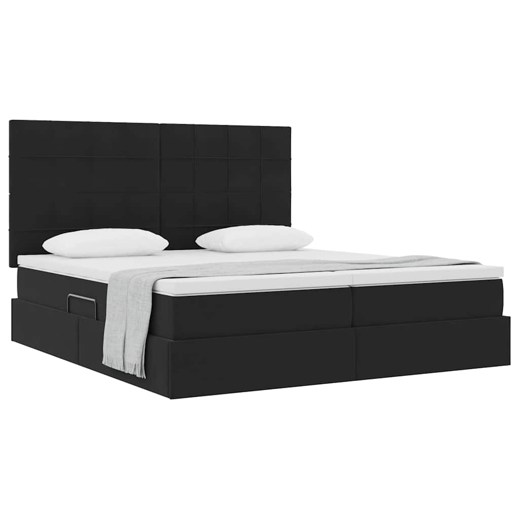 vidaXL Κρεβάτι Αποθήκης με στρώμα Μαύρο 200 x 200 cm Βελούδο