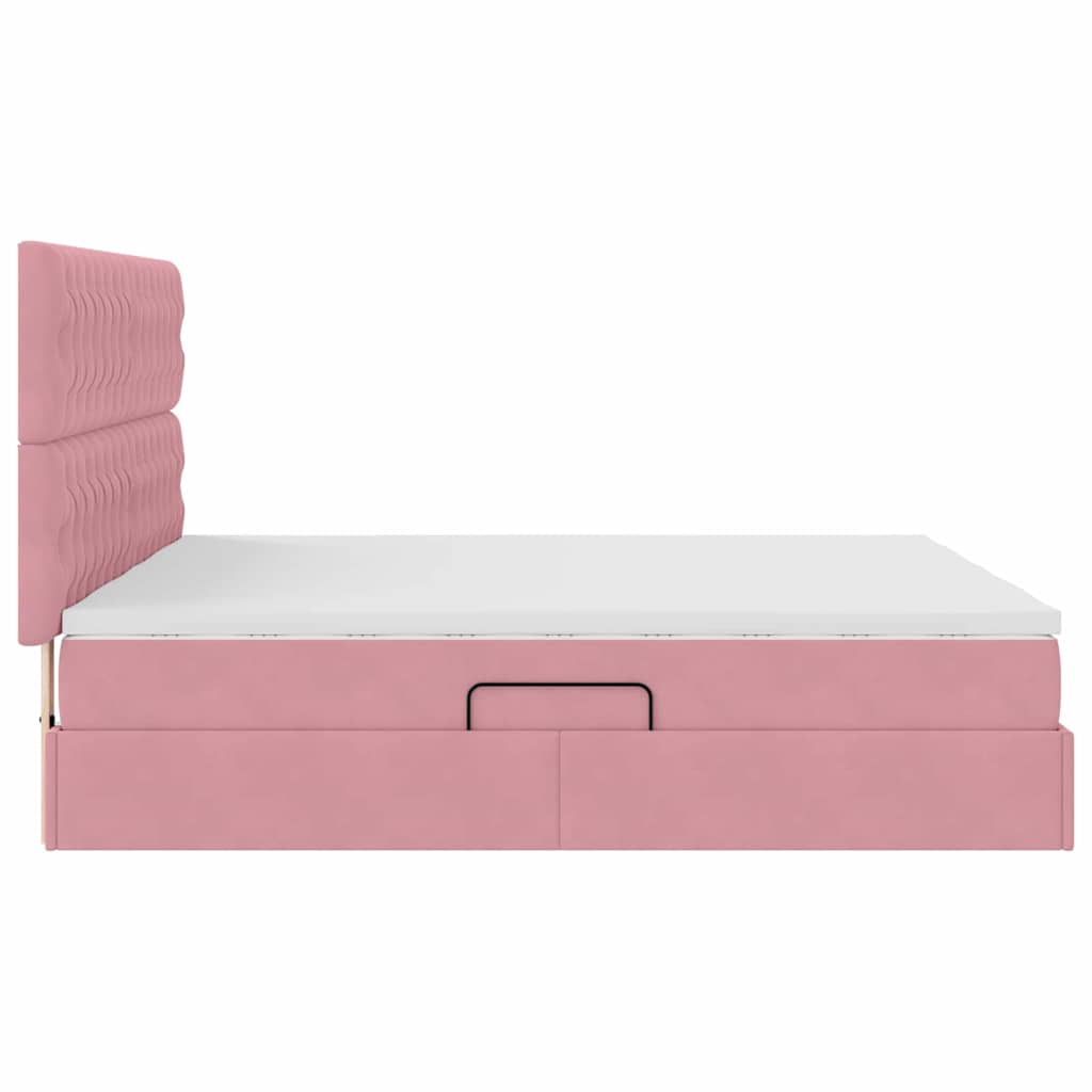 vidaXL Κρεβάτι Αποθήκης με κεφαλάρι Ροζ 180 x 200 cm Βελούδο