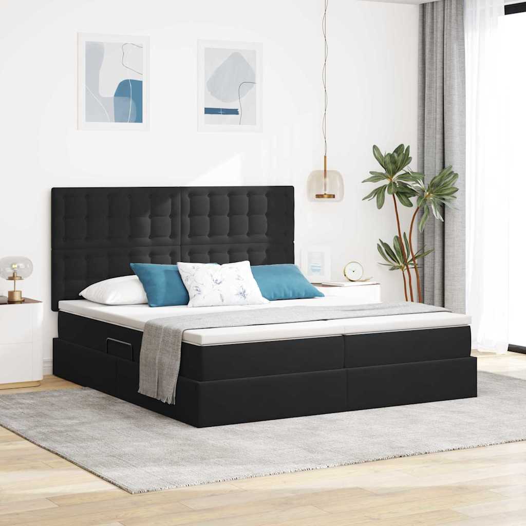 vidaXL Κρεβάτι Αποθήκης με στρώμα Μαύρο 200 x 200 cm Βελούδο