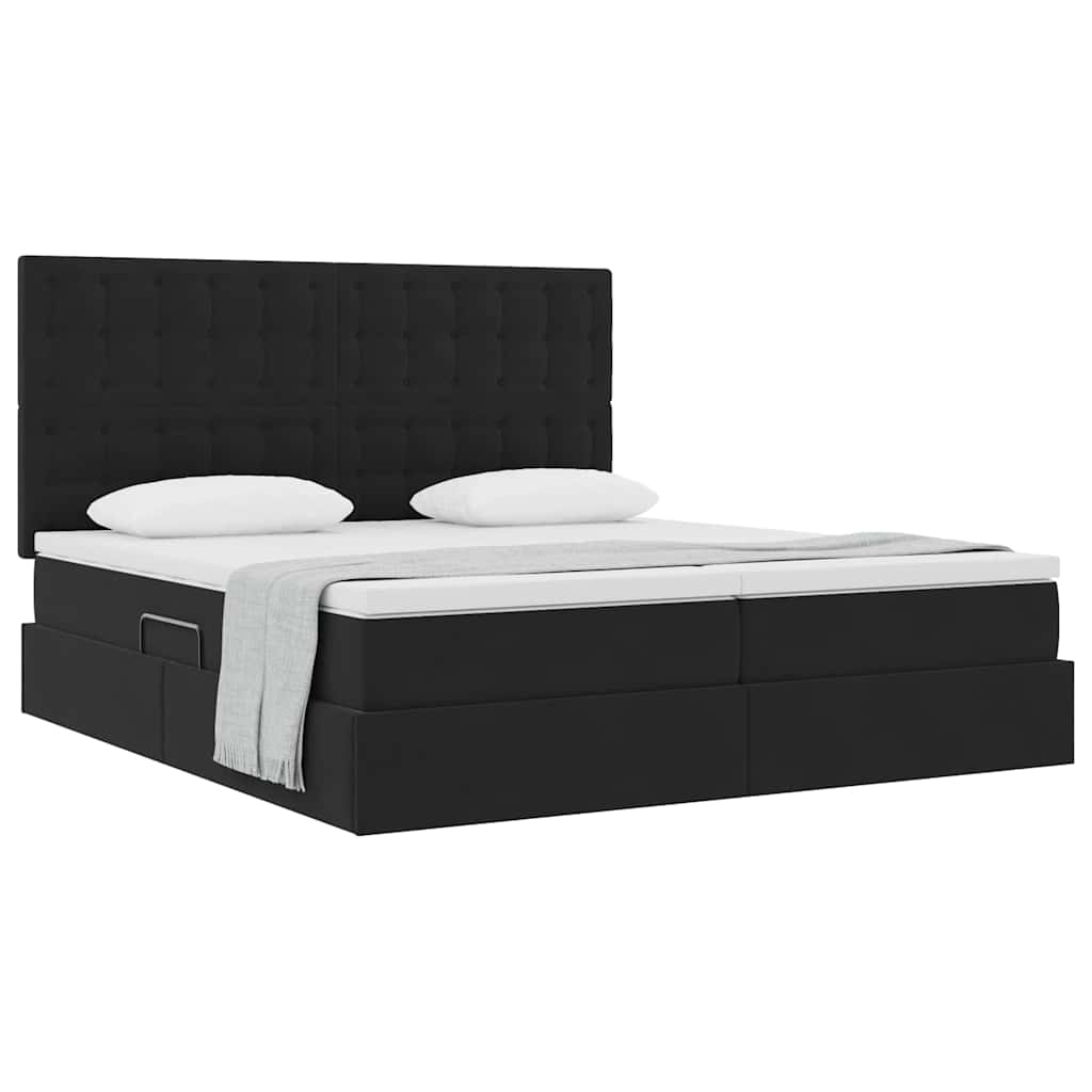 vidaXL Κρεβάτι Αποθήκης με στρώμα Μαύρο 200 x 200 cm Βελούδο