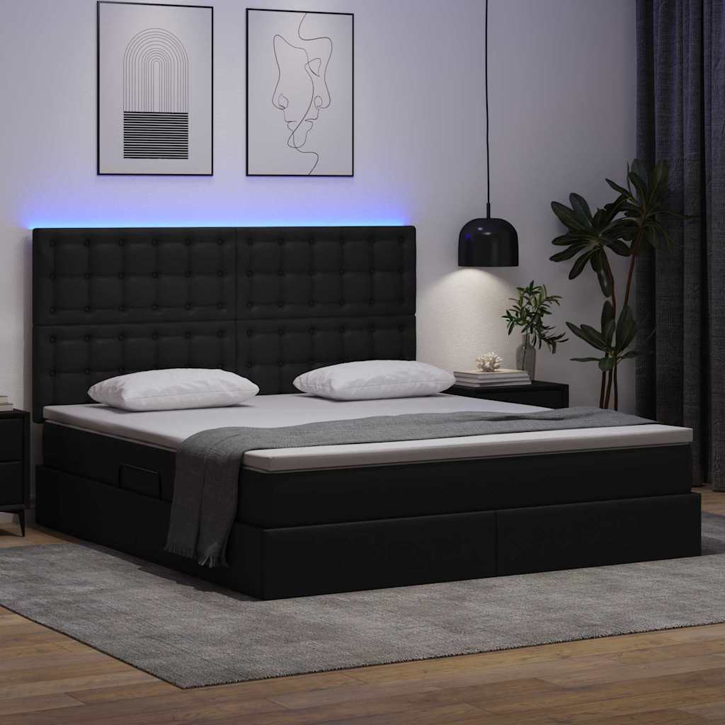 vidaXL Κρεβάτι με αποθηκευτικό χώρο και LED με led Μαύρο 160 x 200 cm
