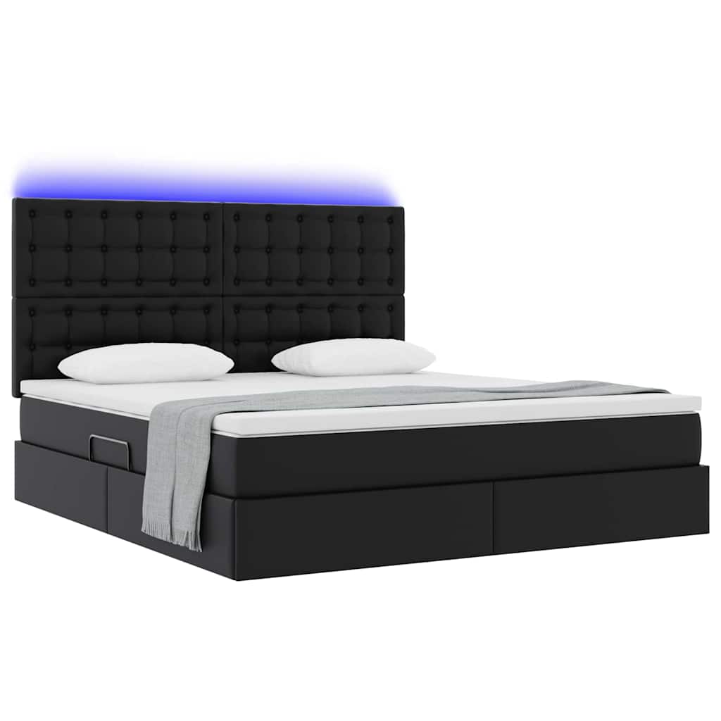 vidaXL Κρεβάτι με αποθηκευτικό χώρο και LED με led Μαύρο 160 x 200 cm