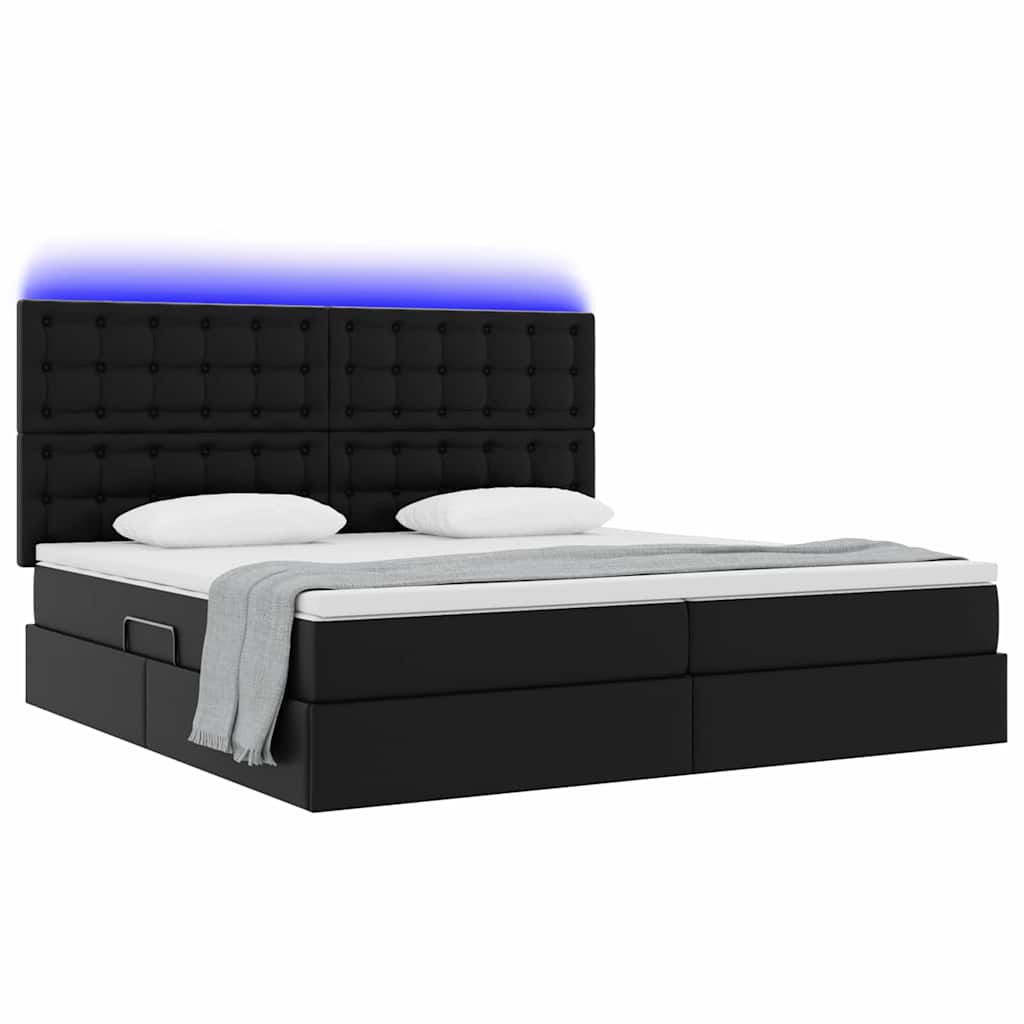 vidaXL Κρεβάτι με αποθηκευτικό χώρο και LED Μαύρο 200 x 200 cm