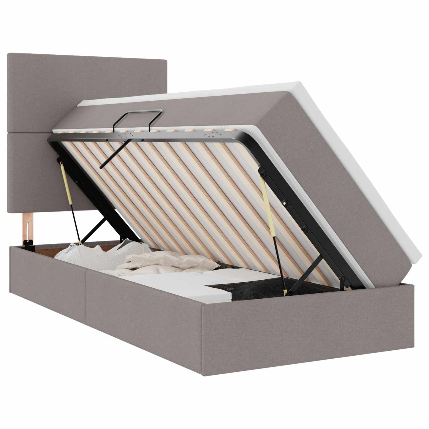 vidaXL Κρεβάτι με αποθηκευτικό χώρο και LED με led Taupe 90 x 190 cm