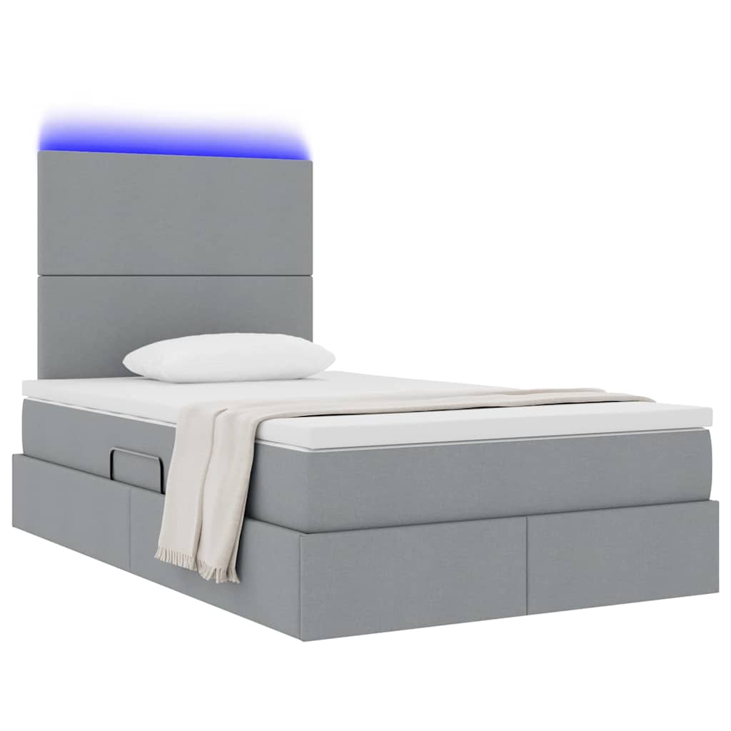 vidaXL Κρεβάτι με αποθηκευτικό χώρο και LED Ανοιχτό γκρι 120 x 200 cm