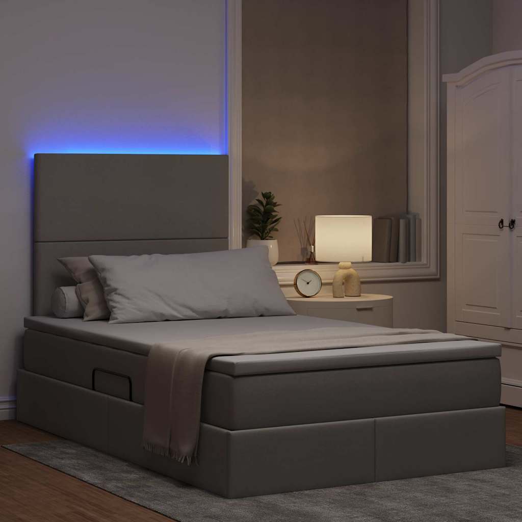 vidaXL Κρεβάτι με αποθηκευτικό χώρο και LED με led Taupe 120 x 200 cm