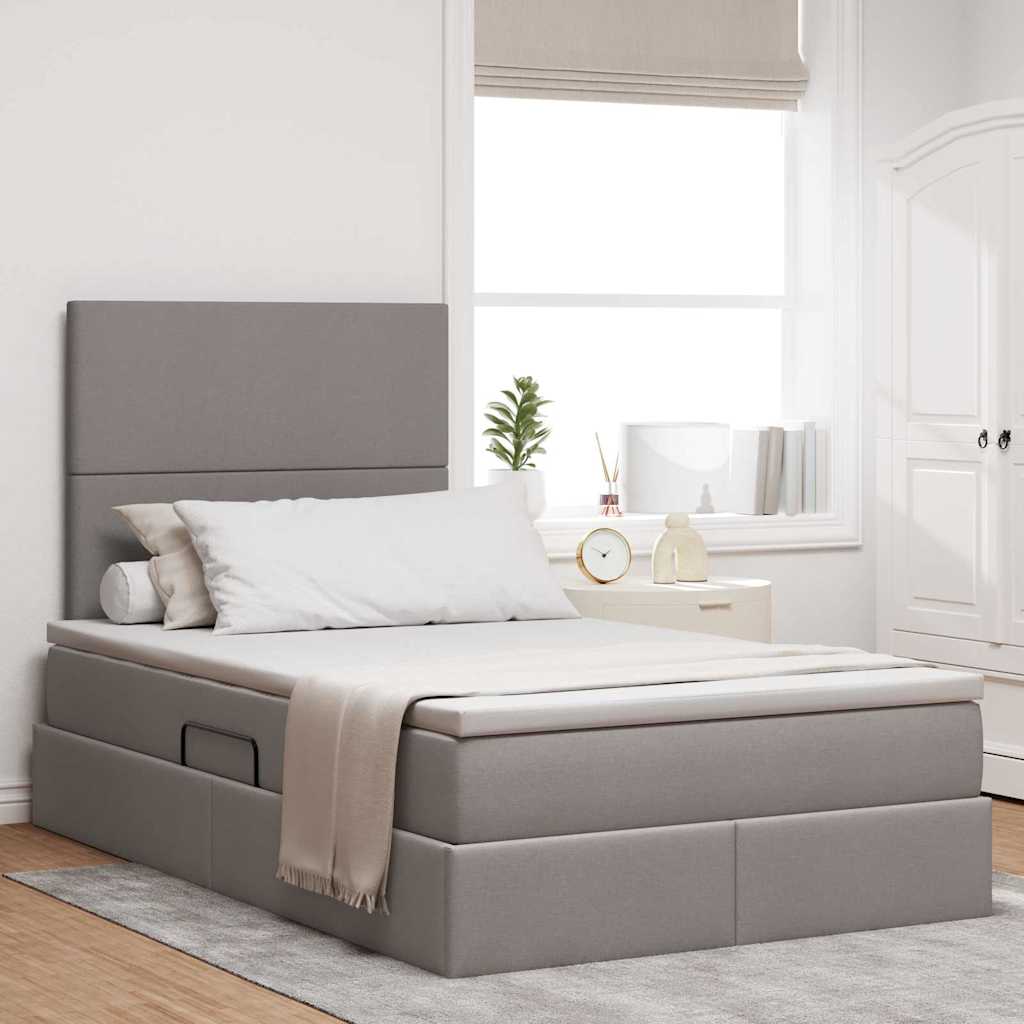 vidaXL Κρεβάτι με αποθηκευτικό χώρο και LED με led Taupe 120 x 200 cm