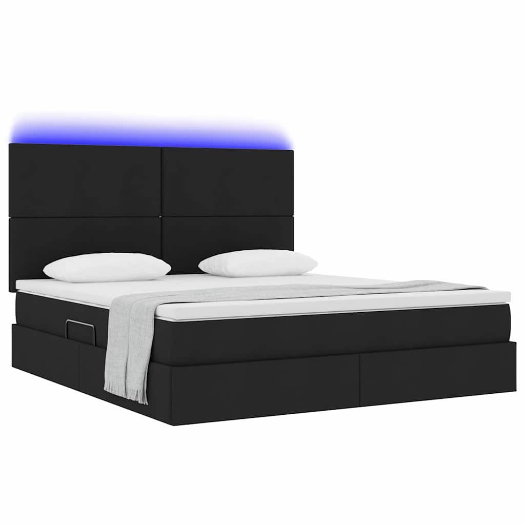 vidaXL Κρεβάτι με αποθηκευτικό χώρο και LED με led Μαύρο 160 x 200 cm