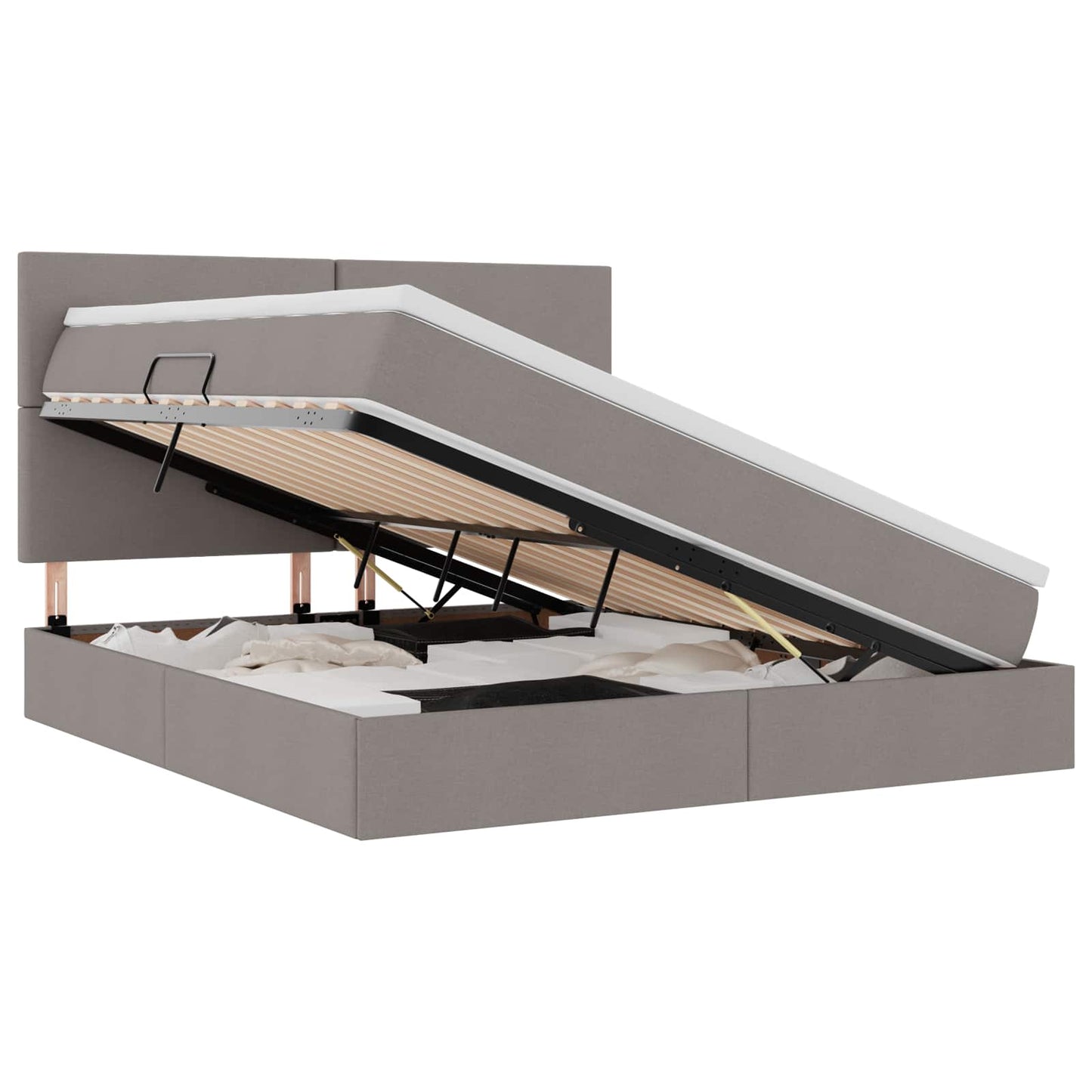 vidaXL LED Κρεβάτι αποθήκευσης με στρώμα Taupe 160 x 200 cm Ύφασμα