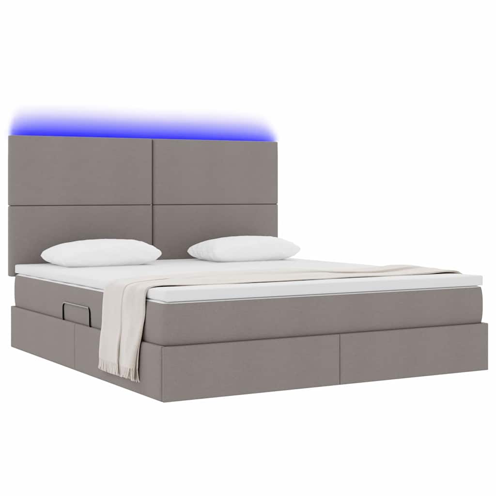 vidaXL LED Κρεβάτι αποθήκευσης με στρώμα Taupe 180 x 200 cm Ύφασμα