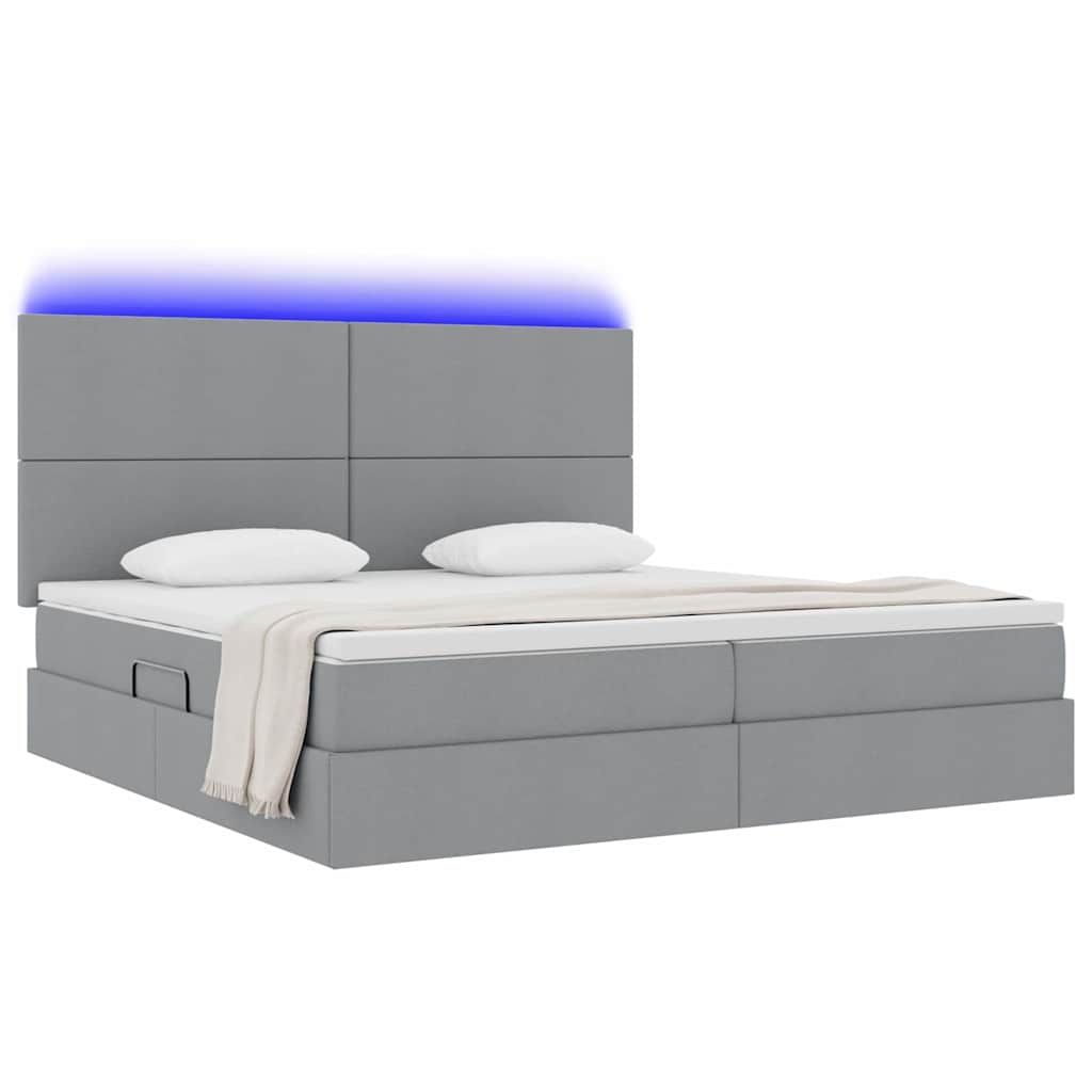 vidaXL LED Κρεβάτι αποθήκευσης με στρώμα Ανοιχτό γκρι 200 x 200 cm