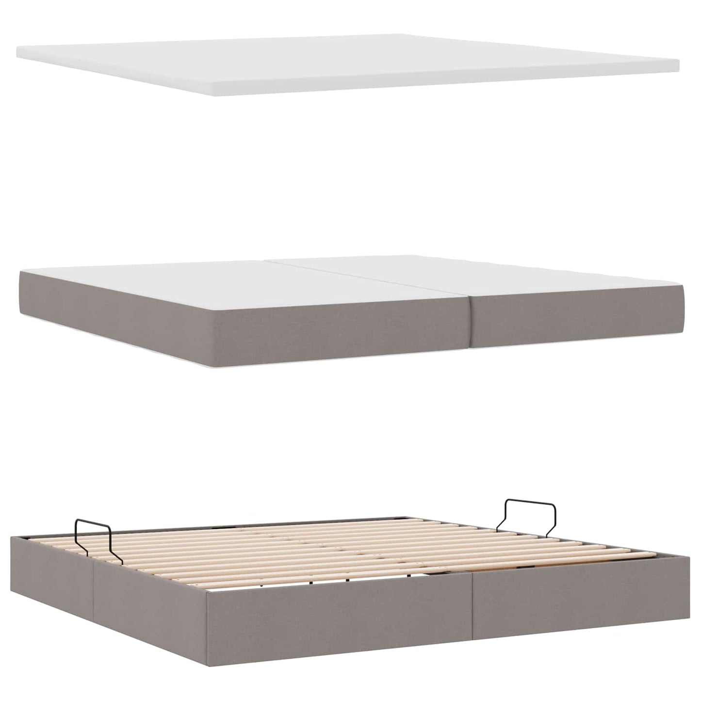 vidaXL Κρεβάτι με αποθηκευτικό χώρο και LED με led Taupe 200 x 200 cm