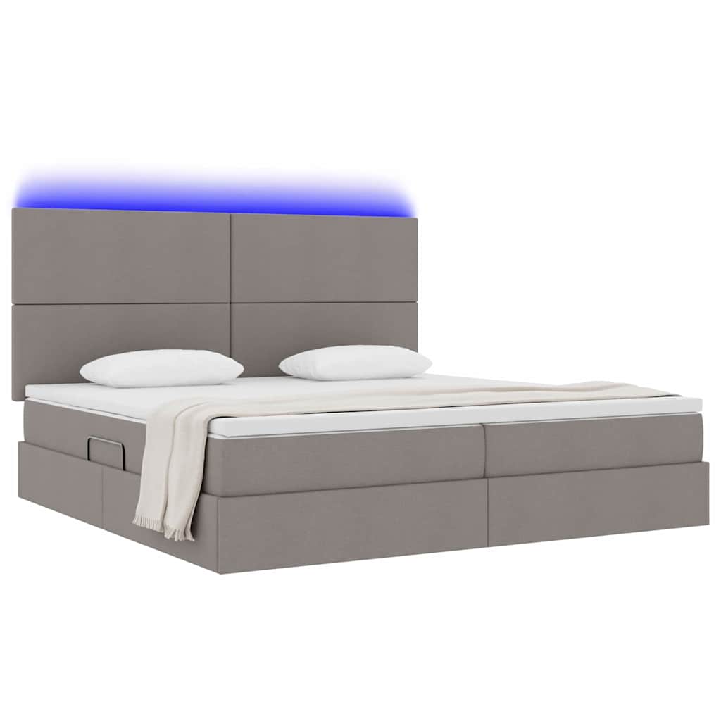vidaXL Κρεβάτι με αποθηκευτικό χώρο και LED με led Taupe 200 x 200 cm