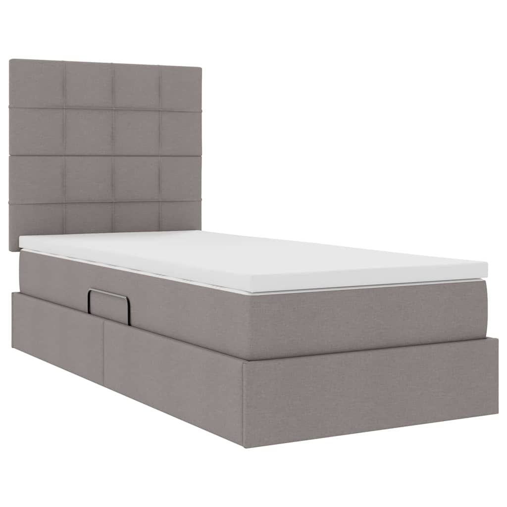 vidaXL Κρεβάτι με αποθηκευτικό χώρο και LED με led Taupe 100 x 200 cm