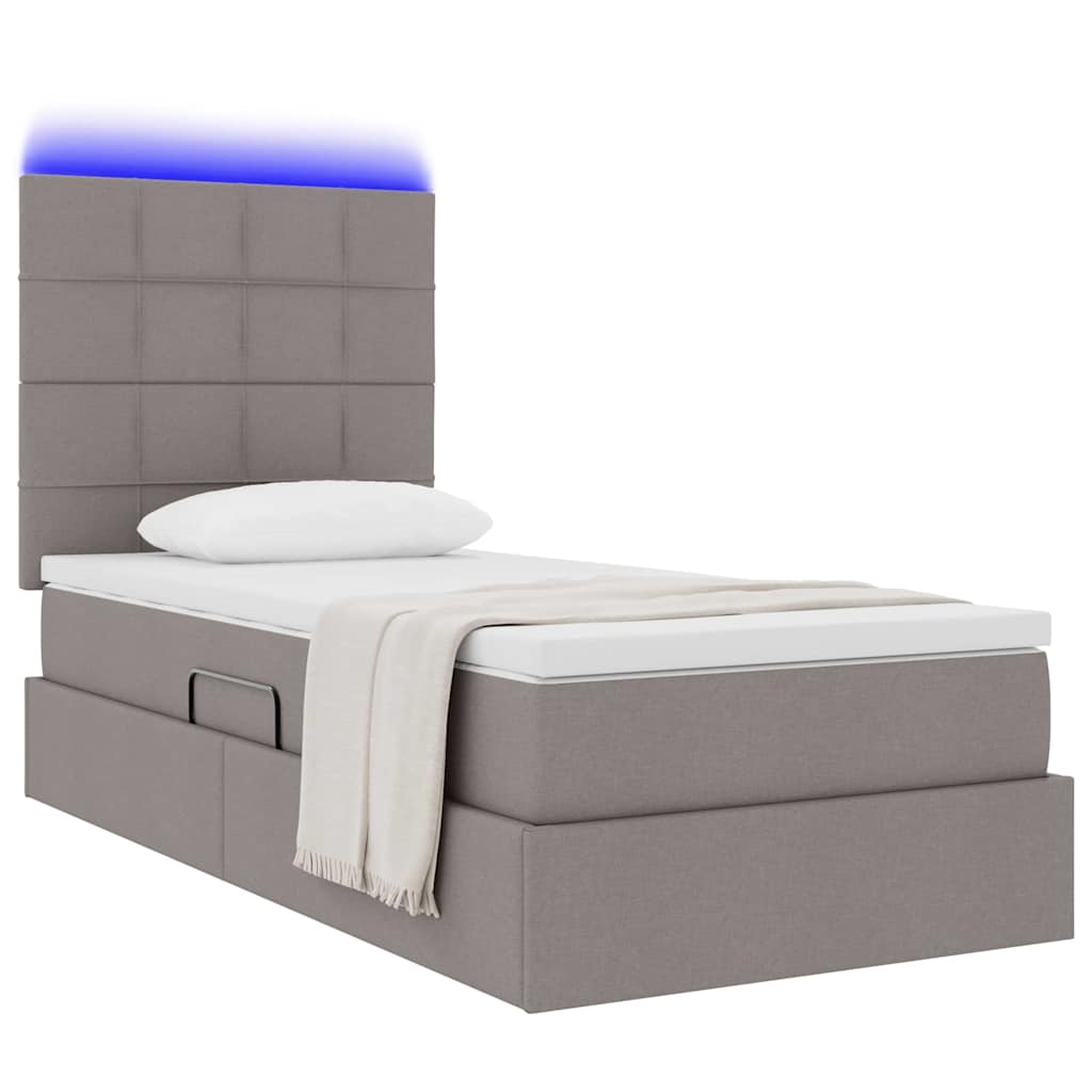vidaXL Κρεβάτι με αποθηκευτικό χώρο και LED με led Taupe 100 x 200 cm