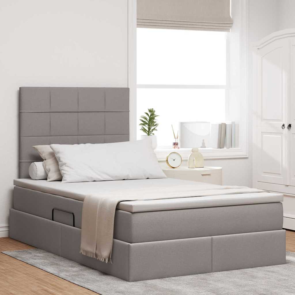 vidaXL Κρεβάτι με αποθηκευτικό χώρο και LED με led Taupe 120 x 200 cm