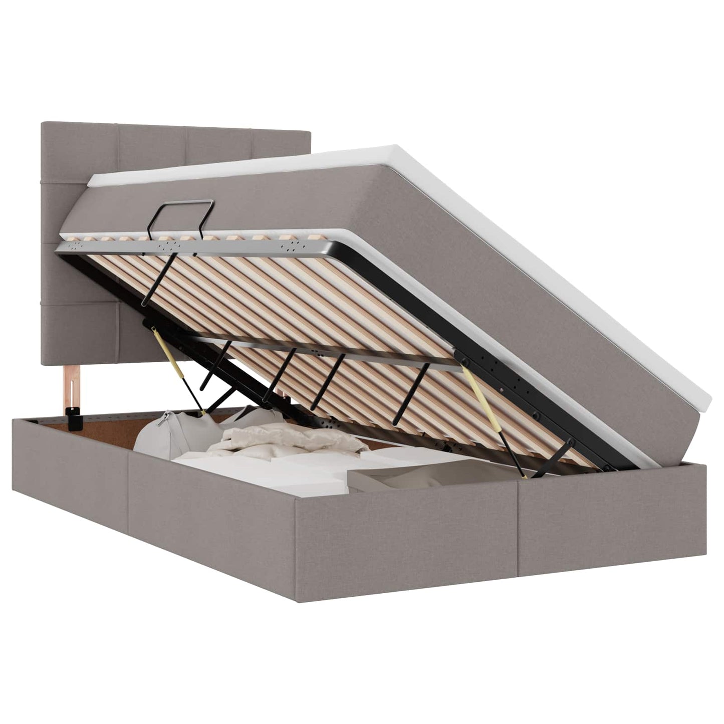 vidaXL Κρεβάτι με αποθηκευτικό χώρο και LED με led Taupe 120 x 200 cm