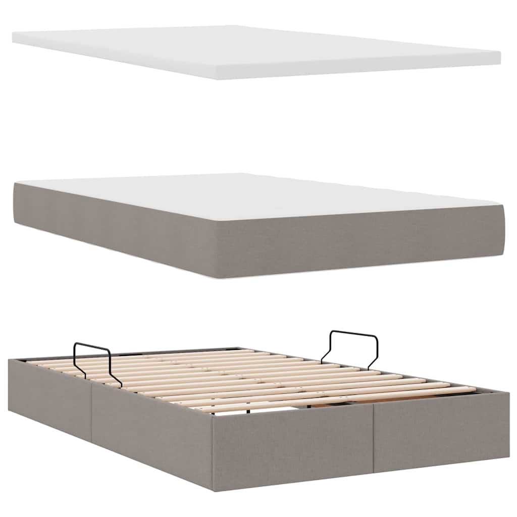 vidaXL Κρεβάτι με αποθηκευτικό χώρο και LED με led Taupe 120 x 200 cm