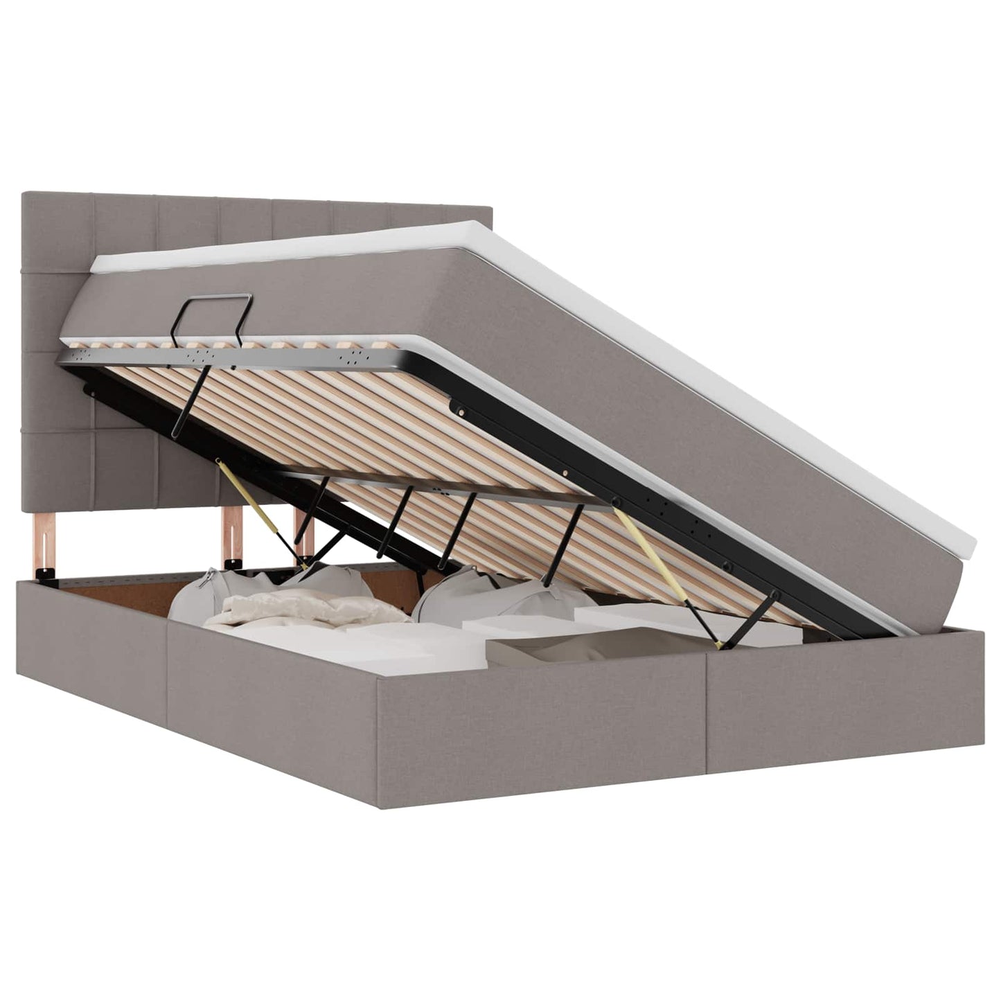 vidaXL LED Κρεβάτι αποθήκευσης με στρώμα Taupe 140 x 200 cm Ύφασμα