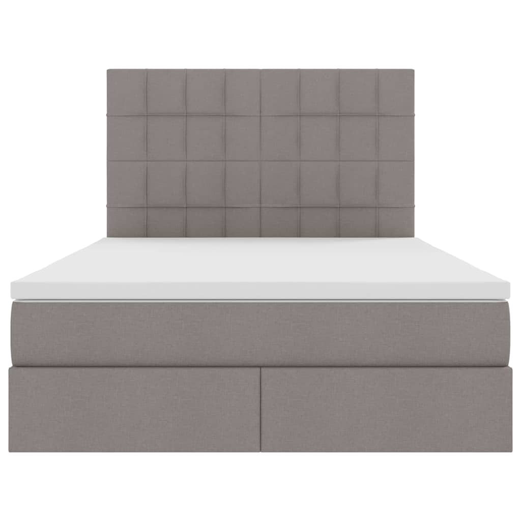 vidaXL LED Κρεβάτι αποθήκευσης με στρώμα Taupe 140 x 200 cm Ύφασμα