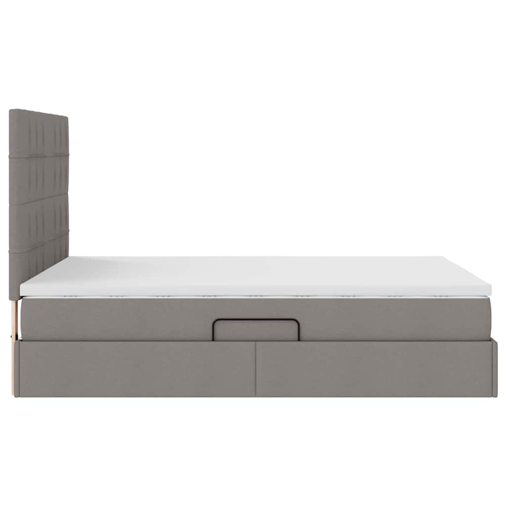 vidaXL LED Κρεβάτι αποθήκευσης με στρώμα Taupe 140 x 200 cm Ύφασμα