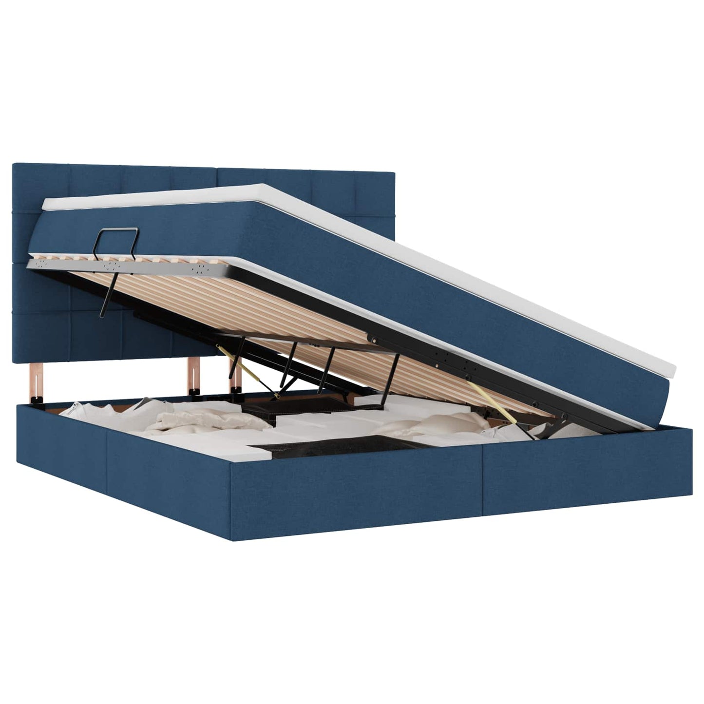 vidaXL LED Κρεβάτι αποθήκευσης με στρώμα Μπλε 180 x 200 cm Ύφασμα