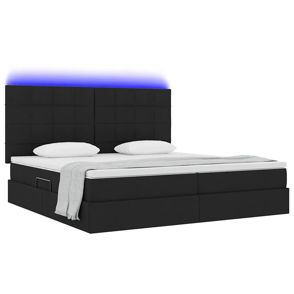 vidaXL Κρεβάτι με αποθηκευτικό χώρο και LED με led Μαύρο 200 x 200 cm