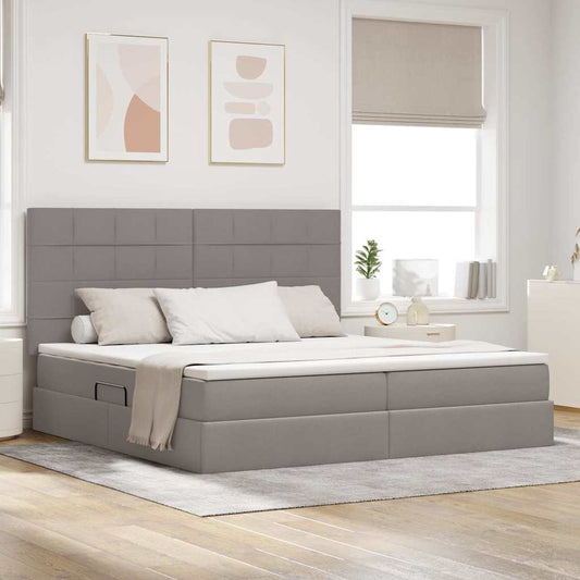 vidaXL LED Κρεβάτι αποθήκευσης με στρώμα Taupe 200 x 200 cm Ύφασμα