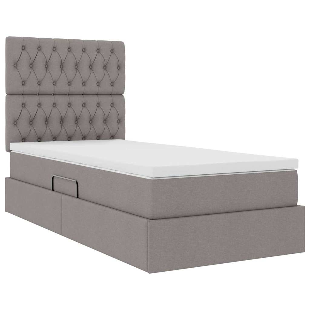 vidaXL Κρεβάτι με αποθηκευτικό χώρο και LED με led Taupe 90 x 200 cm