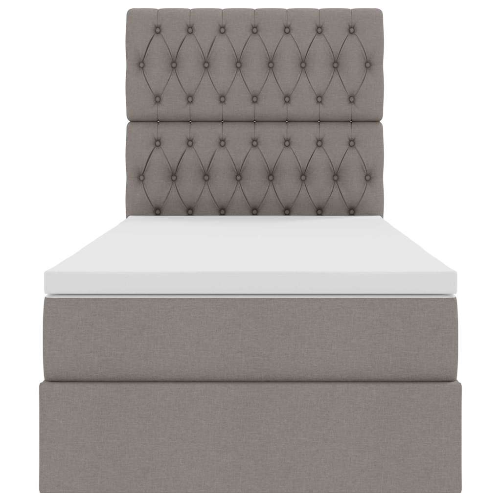 vidaXL Κρεβάτι με αποθηκευτικό χώρο και LED με led Taupe 90 x 200 cm