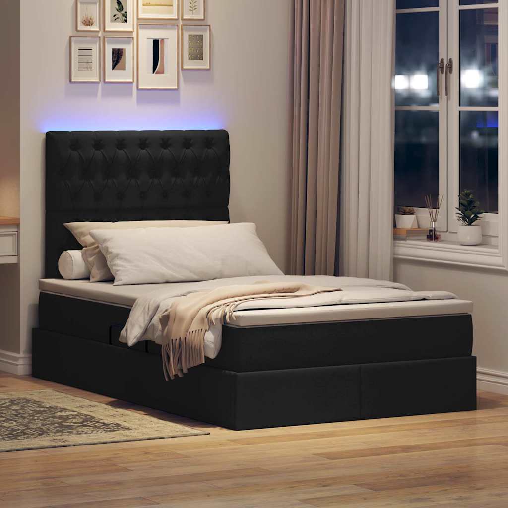 vidaXL Κρεβάτι με αποθηκευτικό χώρο και LED με led Μαύρο 120 x 190 cm