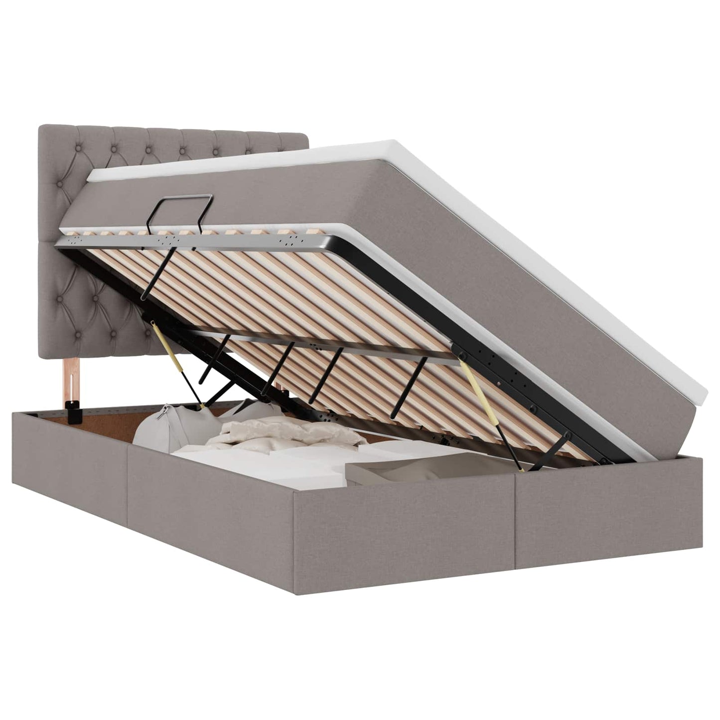 vidaXL LED Κρεβάτι αποθήκευσης με στρώμα Taupe 120 x 200 cm Ύφασμα