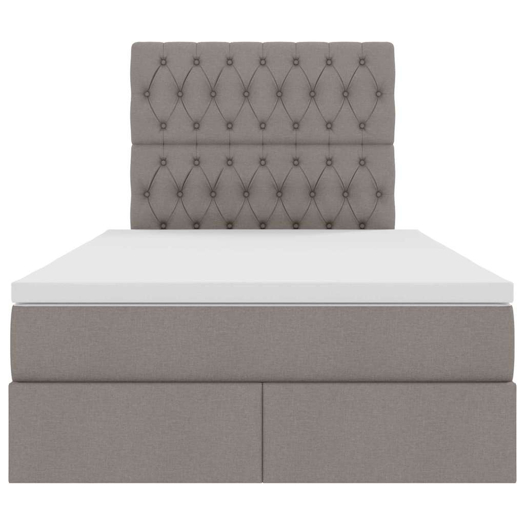 vidaXL LED Κρεβάτι αποθήκευσης με στρώμα Taupe 120 x 200 cm Ύφασμα