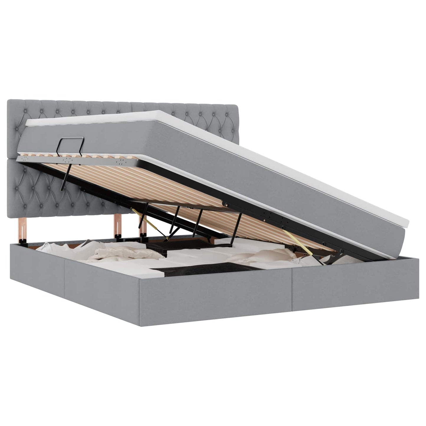 vidaXL Κρεβάτι με αποθηκευτικό χώρο και LED Ανοιχτό γκρι 160 x 200 cm