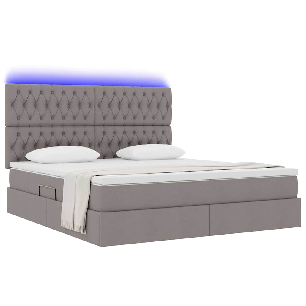 vidaXL LED Κρεβάτι αποθήκευσης με στρώμα Taupe 180 x 200 cm Ύφασμα