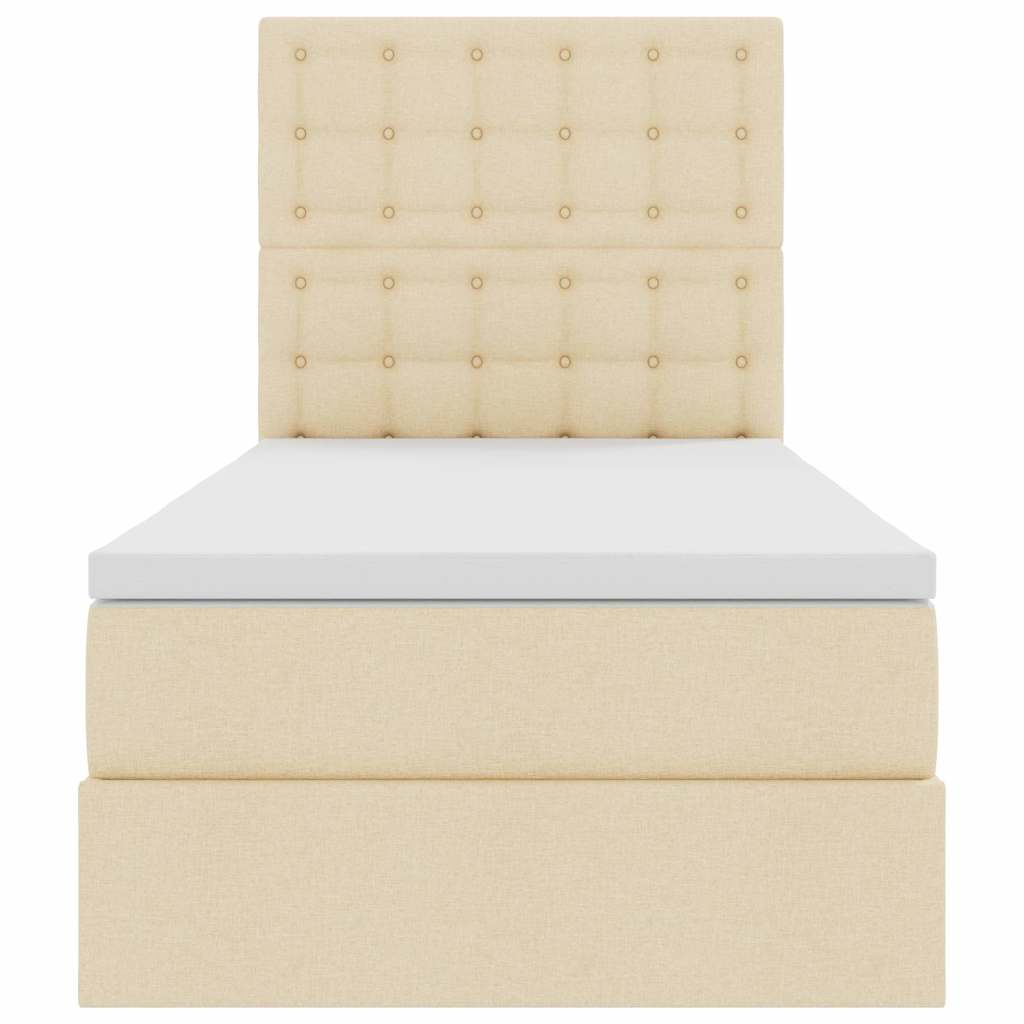 vidaXL Κρεβάτι με αποθηκευτικό χώρο και LED με στρώμα Κρέμ 90 x 200 cm