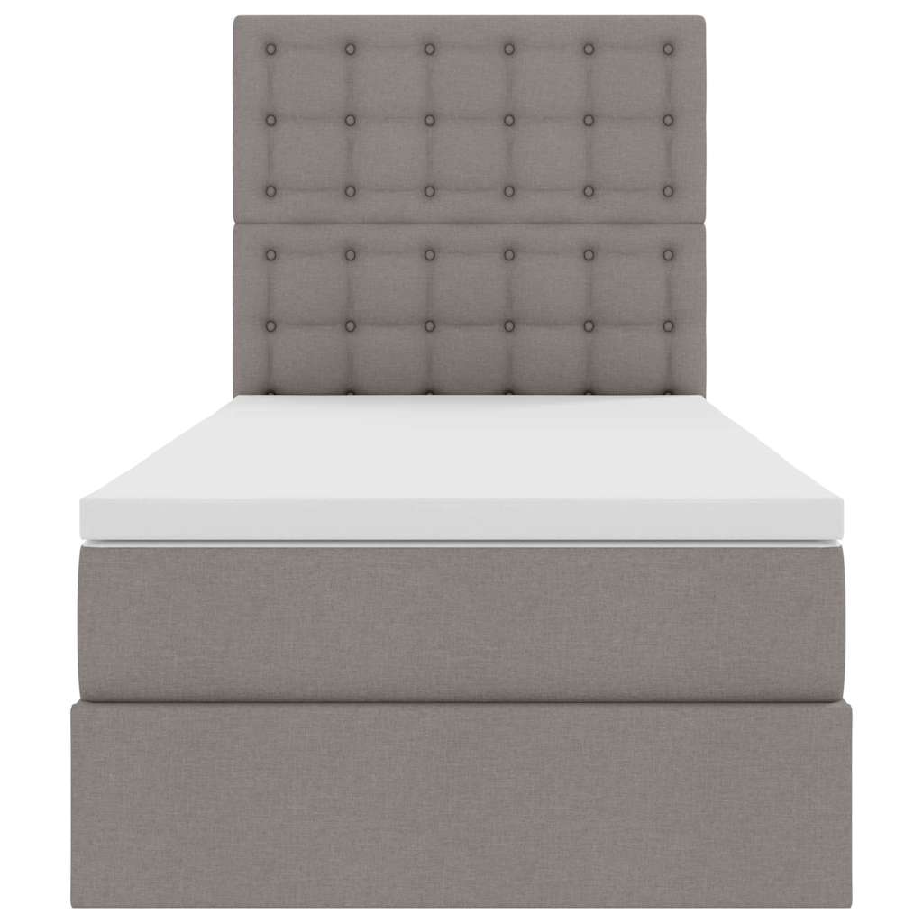 vidaXL LED Κρεβάτι αποθήκευσης με στρώμα Taupe 100 x 200 cm Ύφασμα