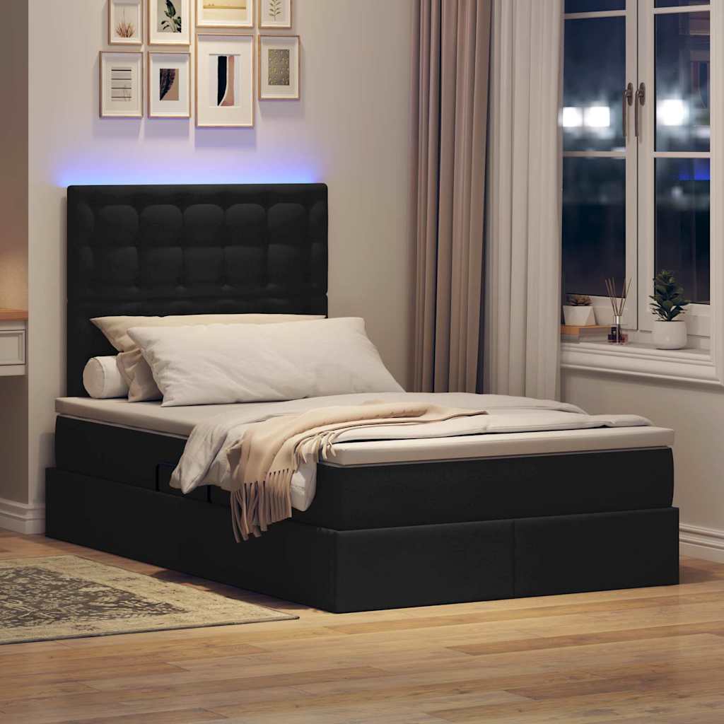 vidaXL Κρεβάτι με αποθηκευτικό χώρο και LED με led Μαύρο 120 x 190 cm