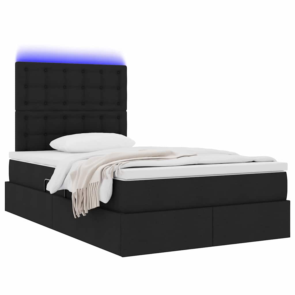 vidaXL Κρεβάτι με αποθηκευτικό χώρο και LED με led Μαύρο 120 x 190 cm