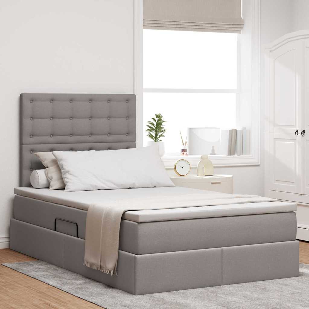 vidaXL Κρεβάτι με αποθηκευτικό χώρο και LED με led Taupe 120 x 200 cm