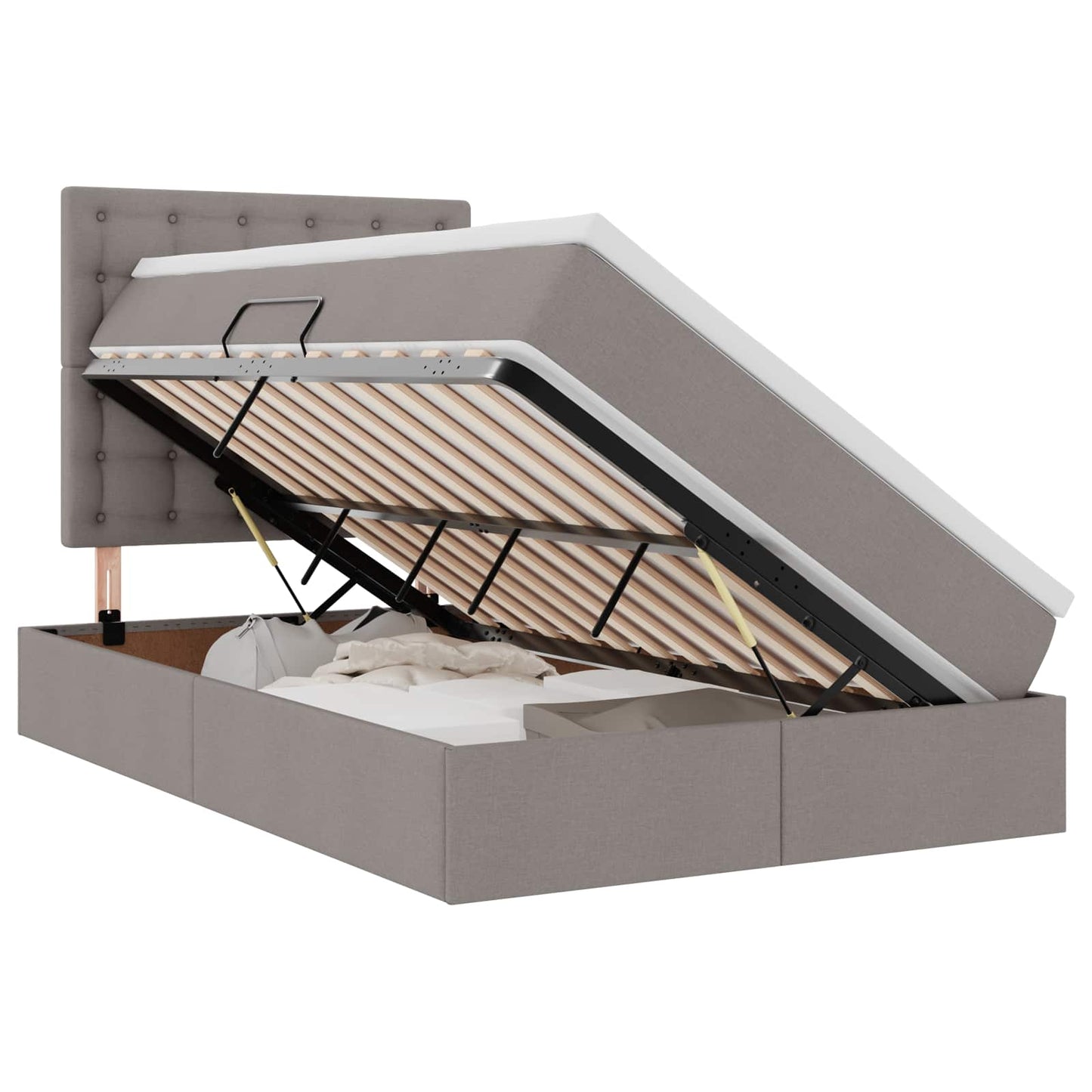 vidaXL Κρεβάτι με αποθηκευτικό χώρο και LED με led Taupe 120 x 200 cm