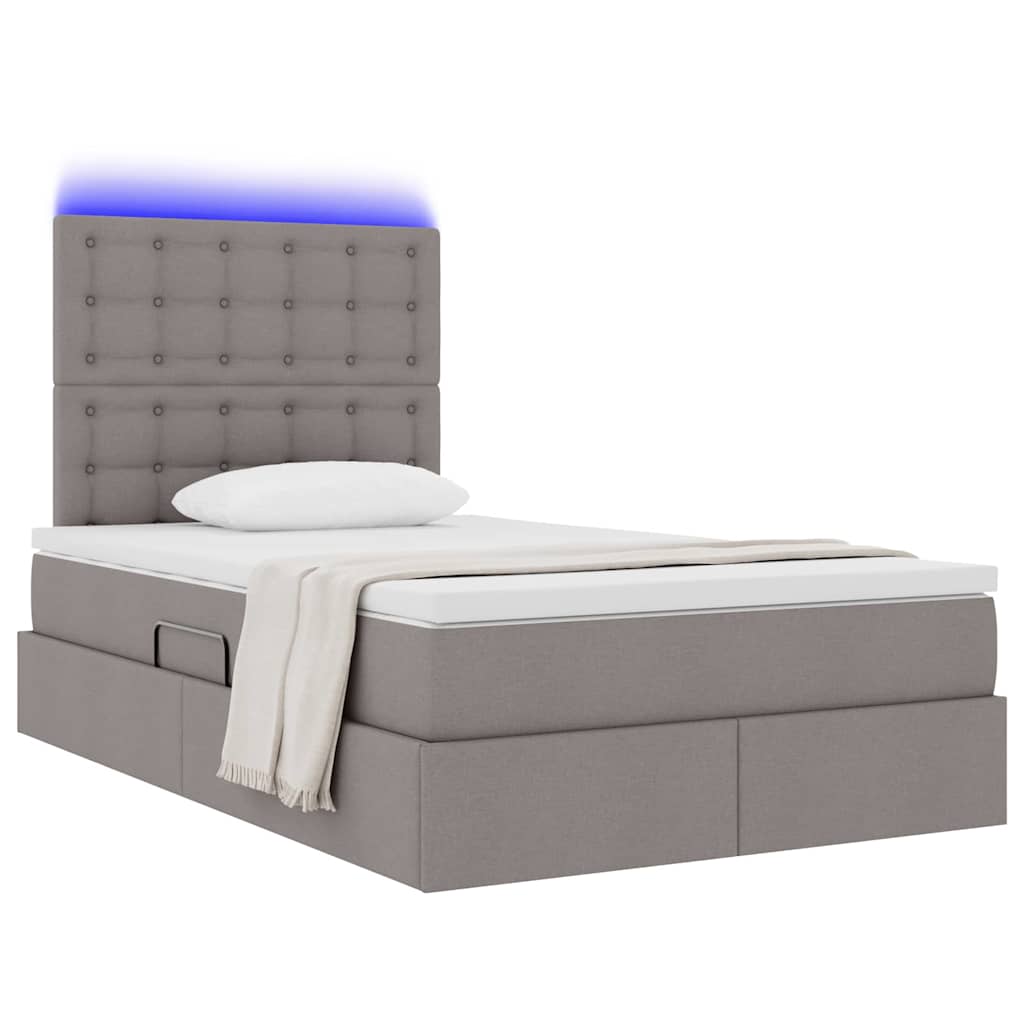 vidaXL Κρεβάτι με αποθηκευτικό χώρο και LED με led Taupe 120 x 200 cm