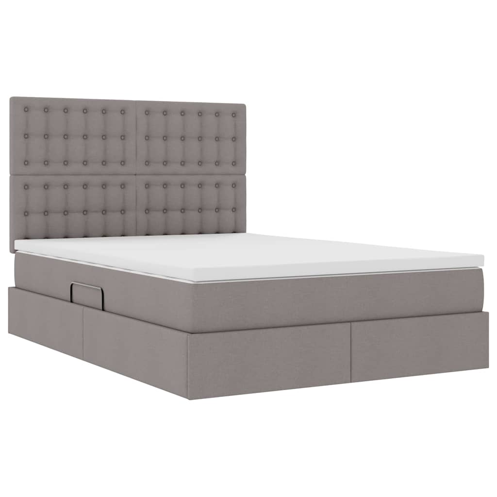 vidaXL LED Κρεβάτι αποθήκευσης με στρώμα Taupe 140 x 200 cm Ύφασμα